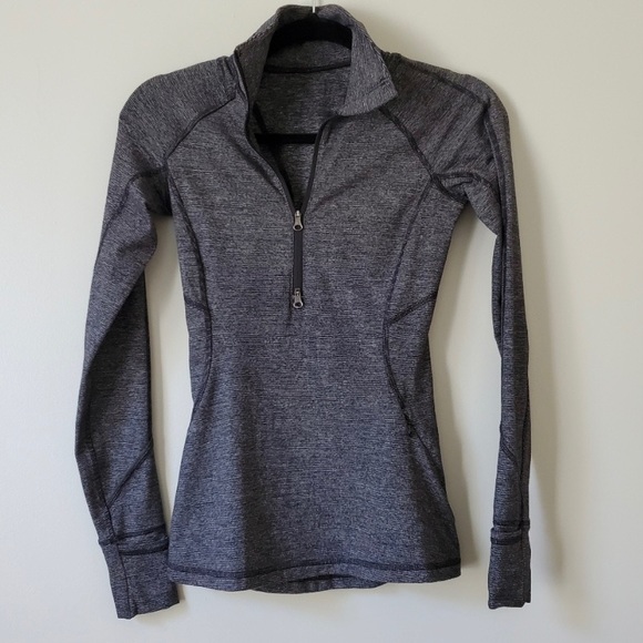 lululemon athletica Tops - LULULEMON | Black Gray Long Sleeve Run Luxury Quarter Zip Pullover | 2